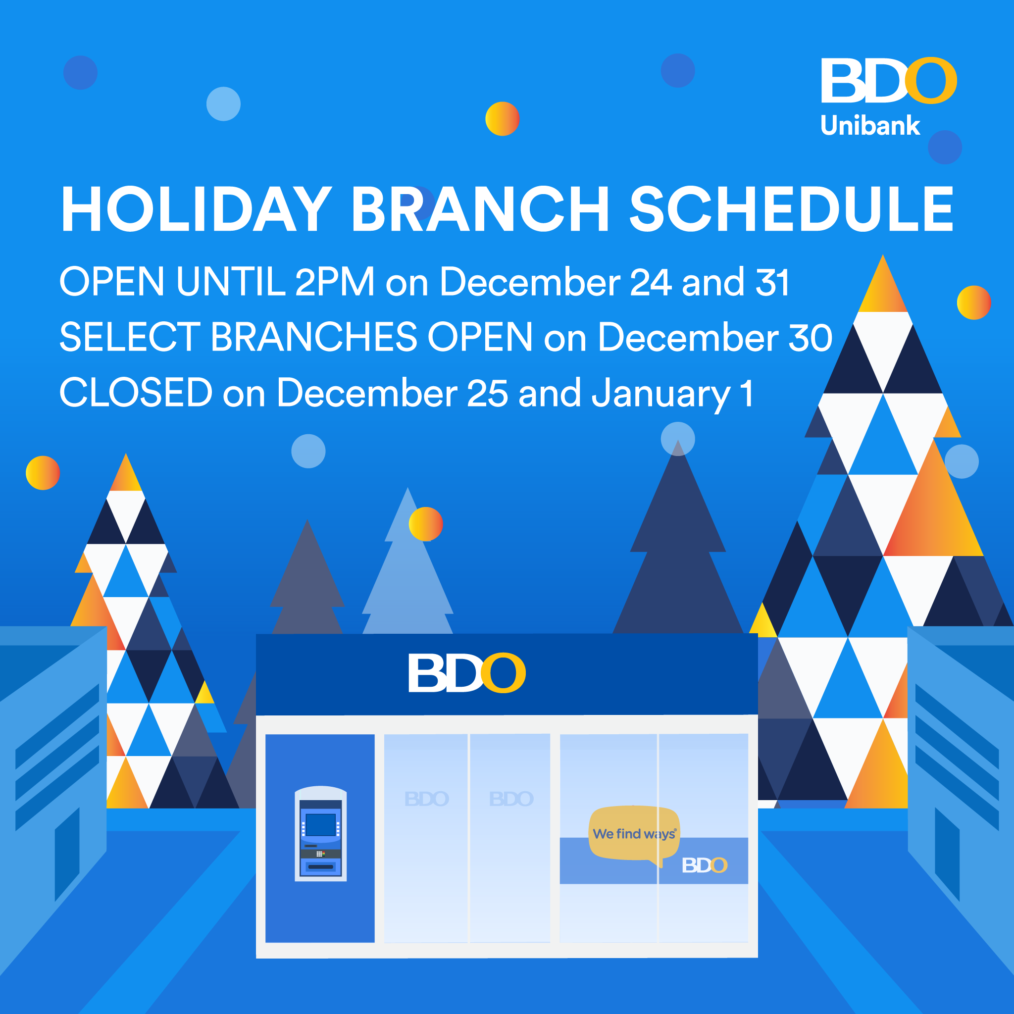 BDO Branches Holiday Schedule A LifeStyle Compass